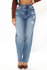 Still Got It Straight Leg Jeans - Medium Blue Wash
